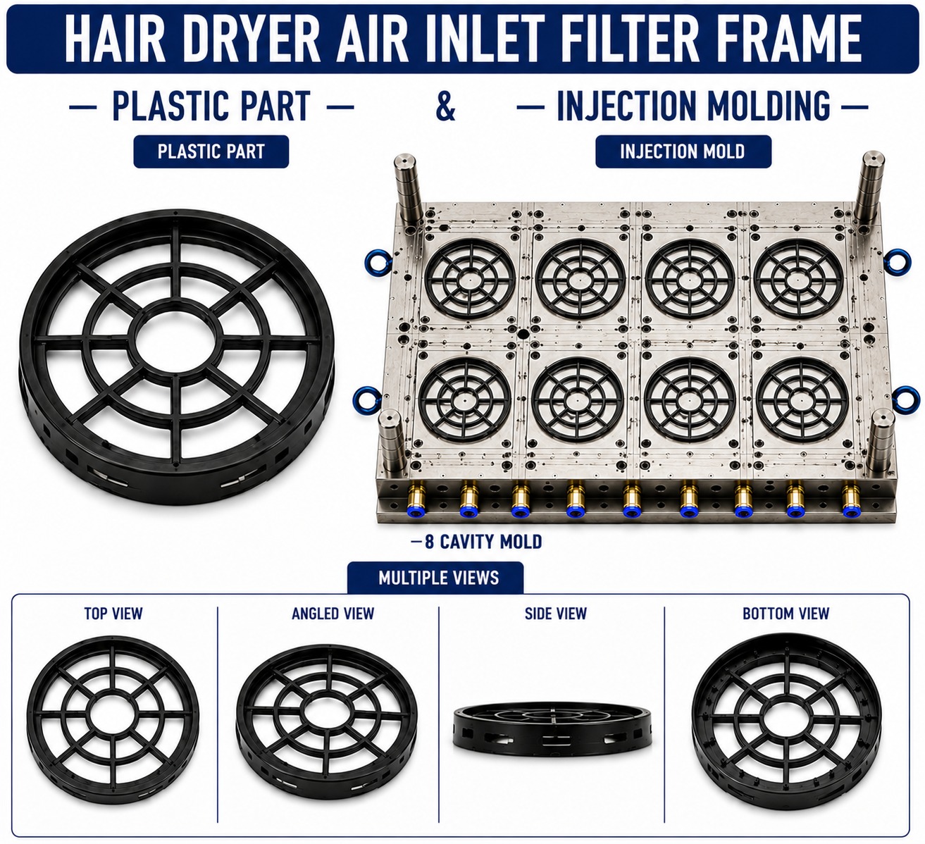 Hair Dryer Plastic Air Inlet Filter Frame Mould and Moulding Service